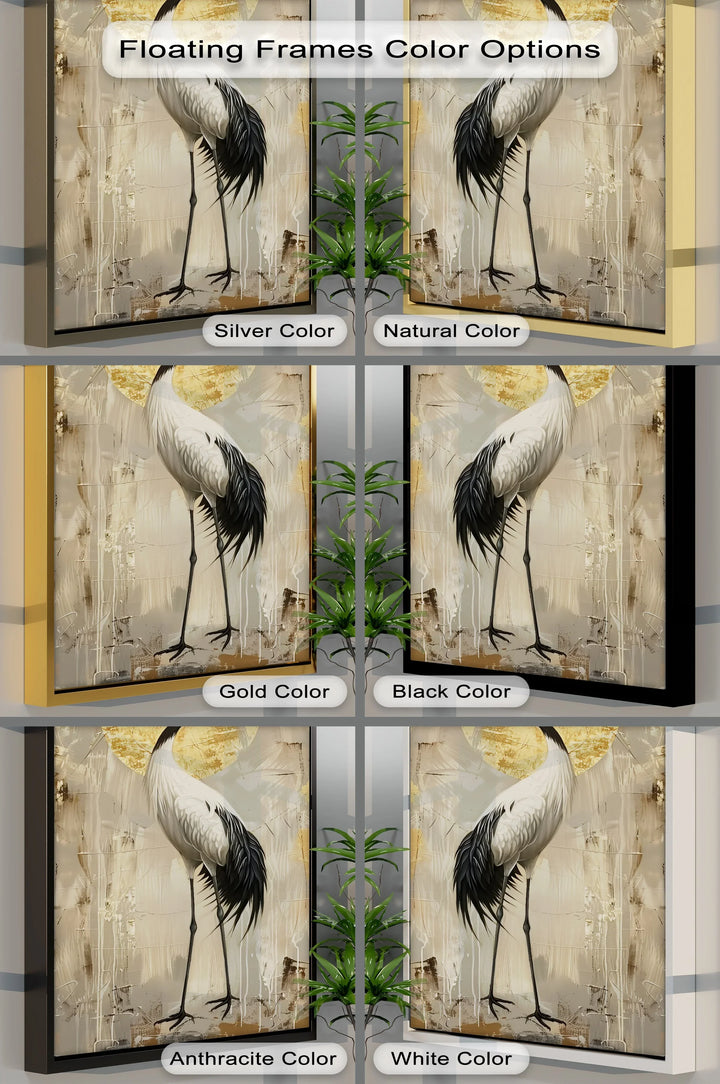 Golden Sun and Standing Crane – Elegant Crane Animal Canvas Print - MyPhotoStation
