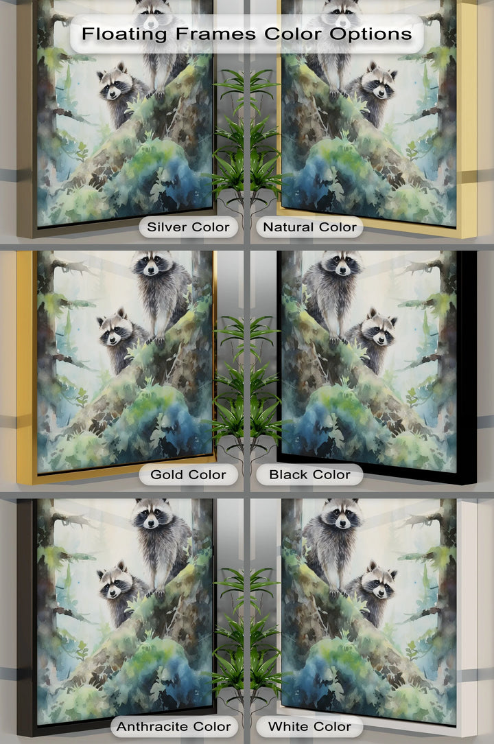 Curious Companions – Raccoons in Forest Animal Canvas Print - MyPhotoStation