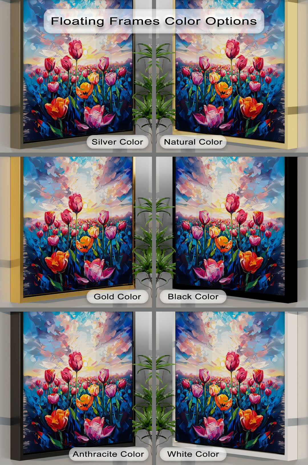 Radiant Bloom – Abstract Tulip Field at Sunset Canvas Print