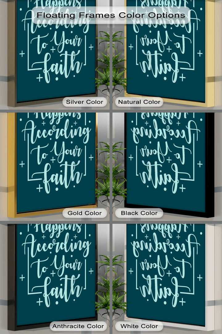Happens According to Your Faith – Teal Scripture Canvas Print - MyPhotoStation