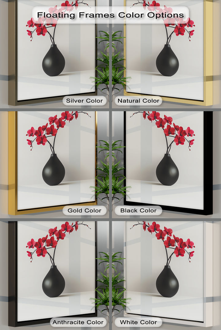 Minimalist Red Orchids in Black Vase – Contemporary Floral Canvas Print