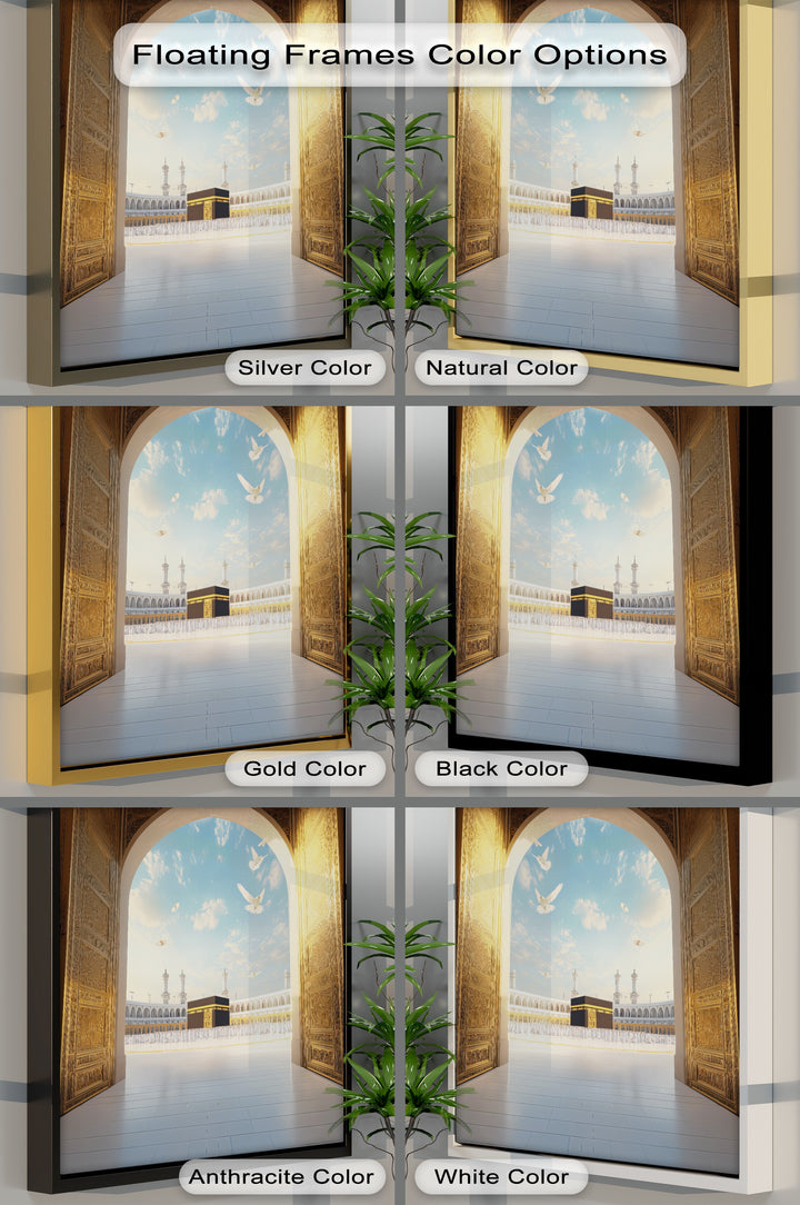 Path to the Sacred – Kaaba Through Golden Archway Canvas Print