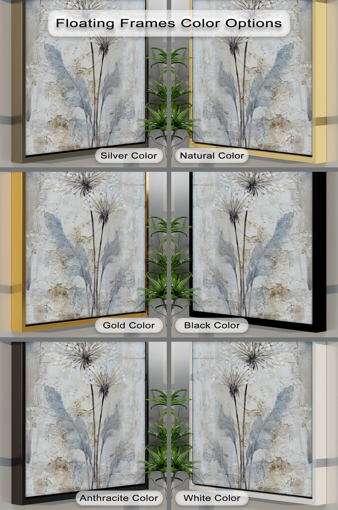 Ethereal Twins – Textured Dandelion Floral Canvas Print