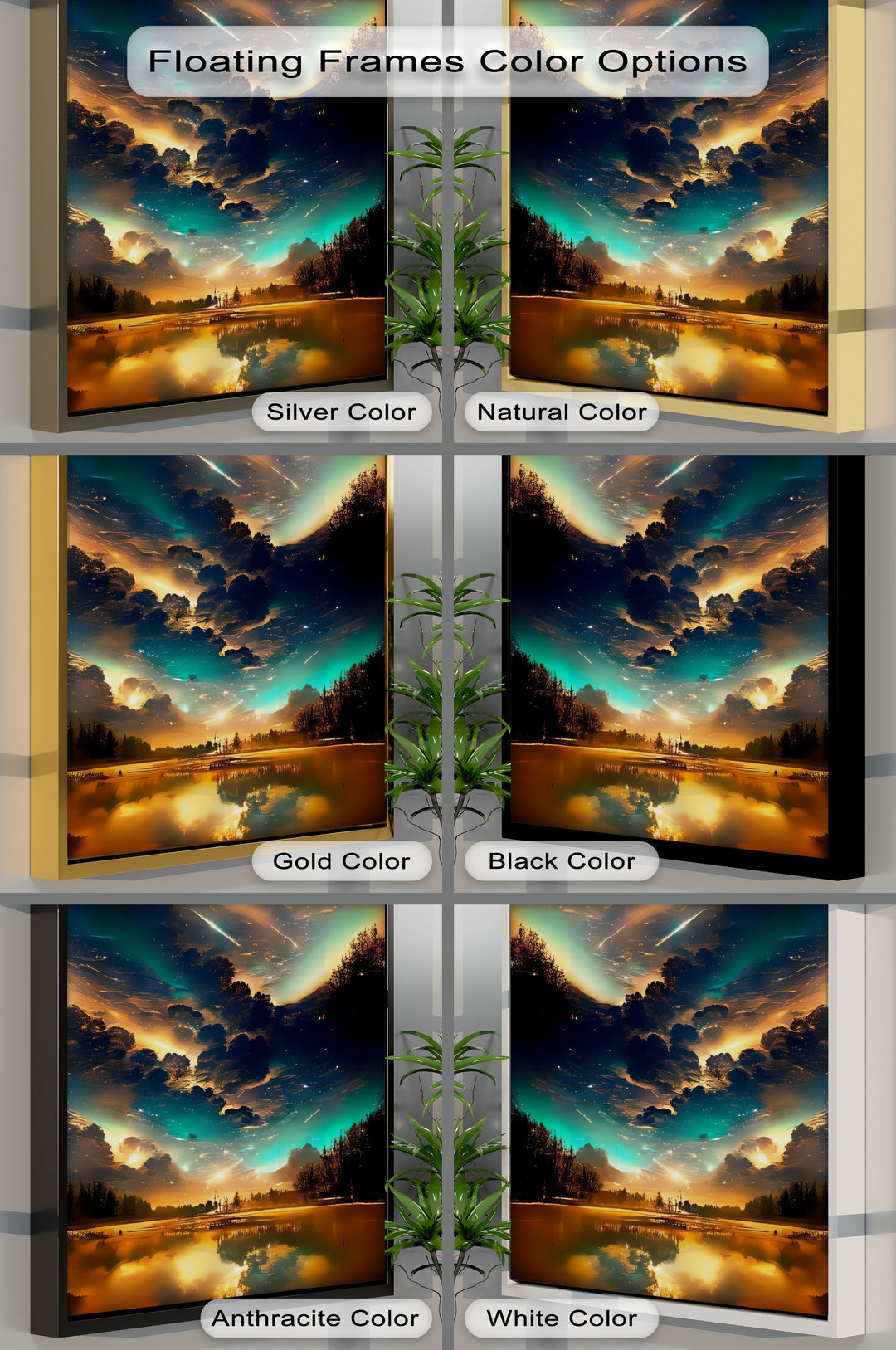 Celestial Dreamscape – Northern Lights Over Forest Lake Canvas Print