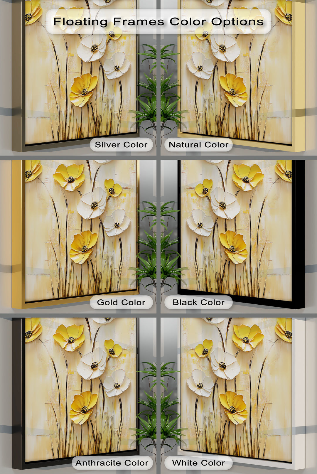 Golden Meadow Blooms – Yellow and White Flower Canvas Wall Art