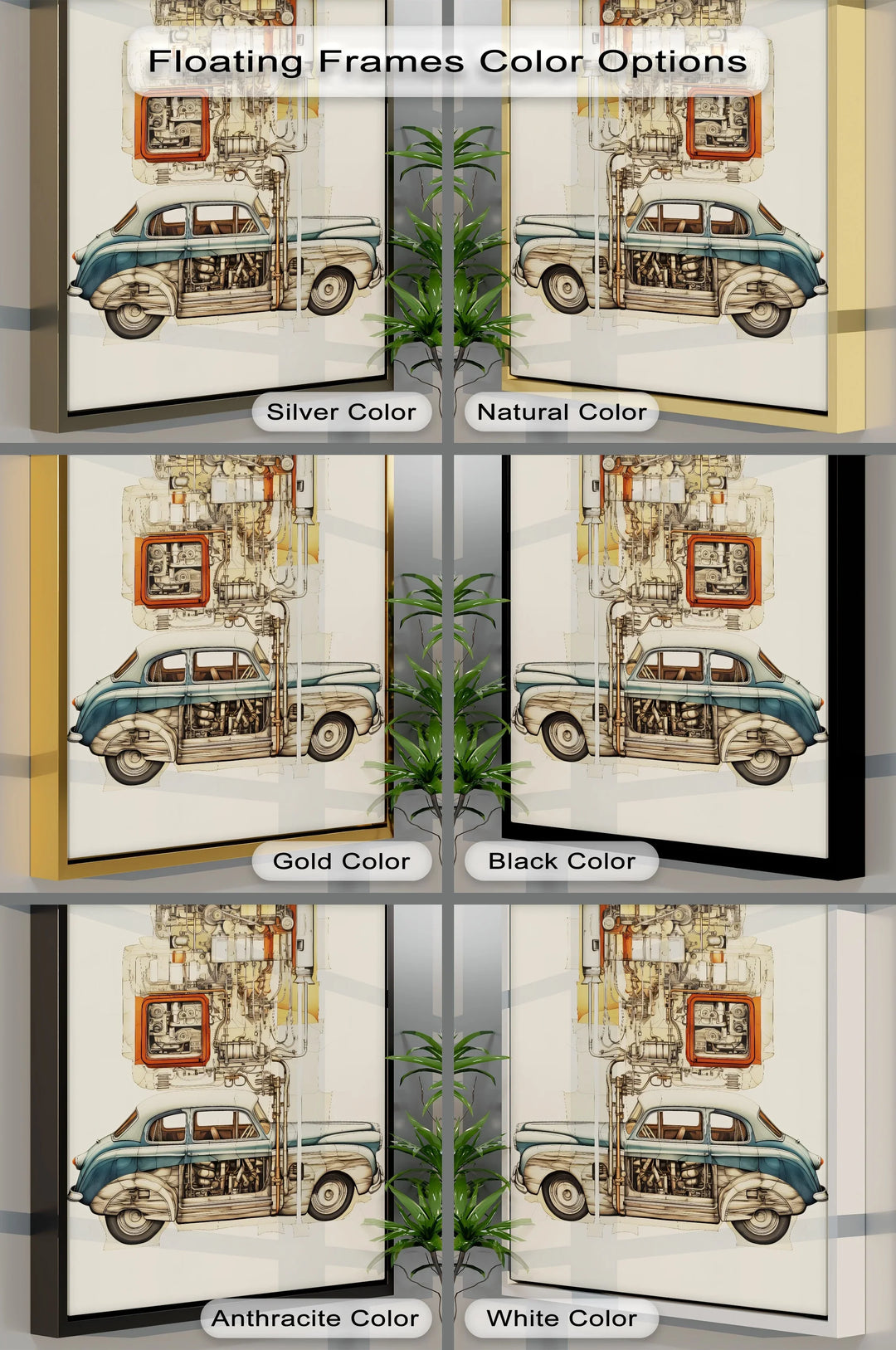 Vintage Blueprint Breakdown of Classic Sedan – Car Canvas Print - MyPhotoStation