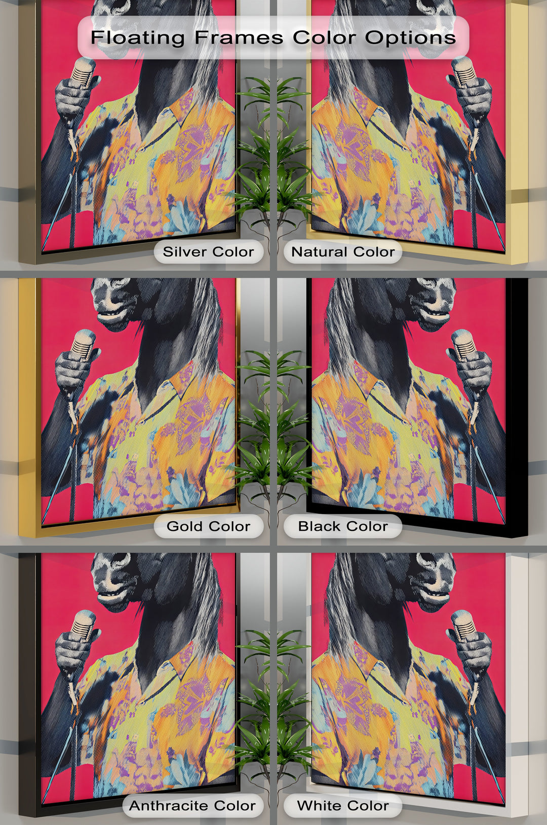 Neigh the Mic – Singing Horse in Tropical Shirt Pop Art Canvas Print