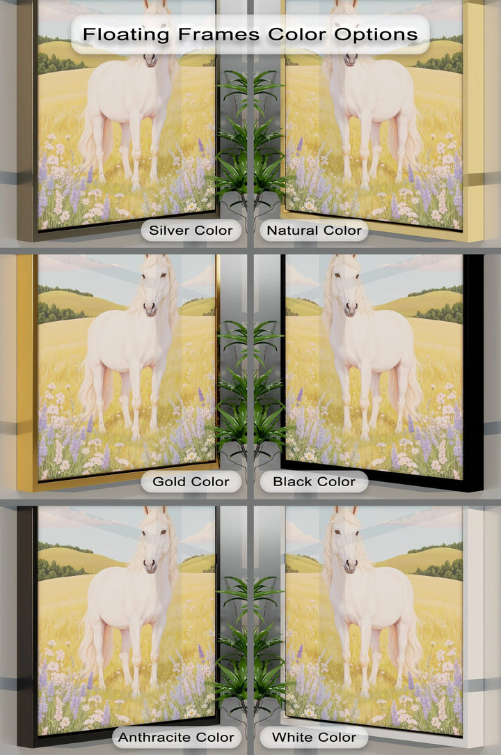 Golden Meadow Stallion – Horse in Wildflower Field Animal Canvas Print - MyPhotoStation