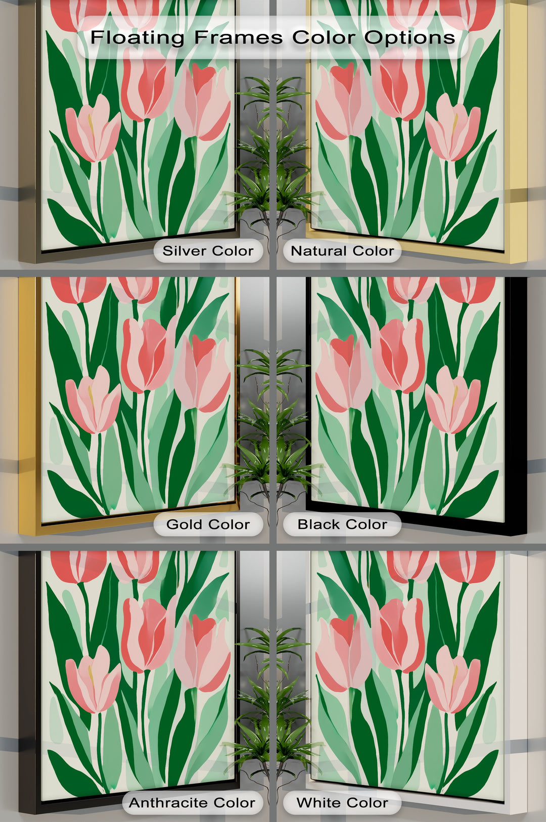 Coral Tulip Delight – Abstract Pink Tulip Canvas Print