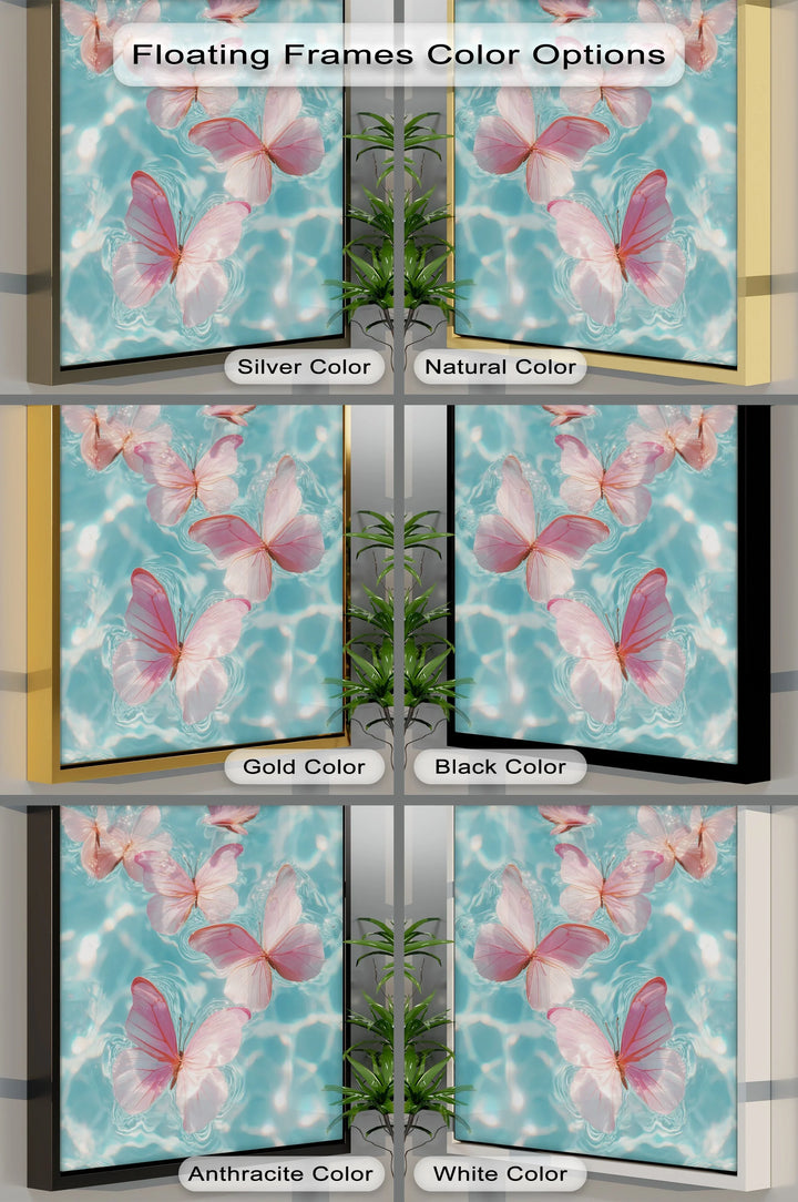 Floating Pink Butterflies Over Water – Dreamy Canvas Print - MyPhotoStation