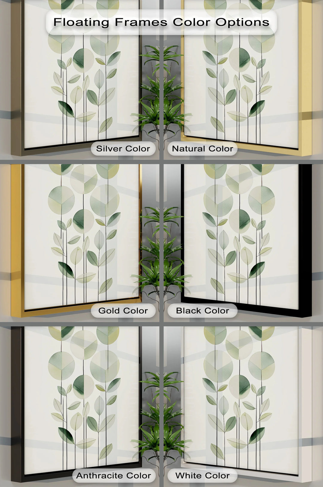 Geometric Leaf Totems – Minimalist Botanical Canvas Print - MyPhotoStation
