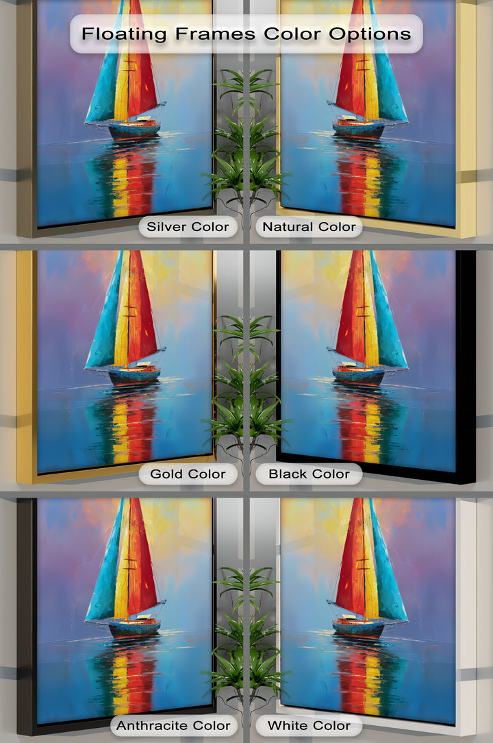 Sails of Fire and Sea – Vibrant Sailboat Canvas Print