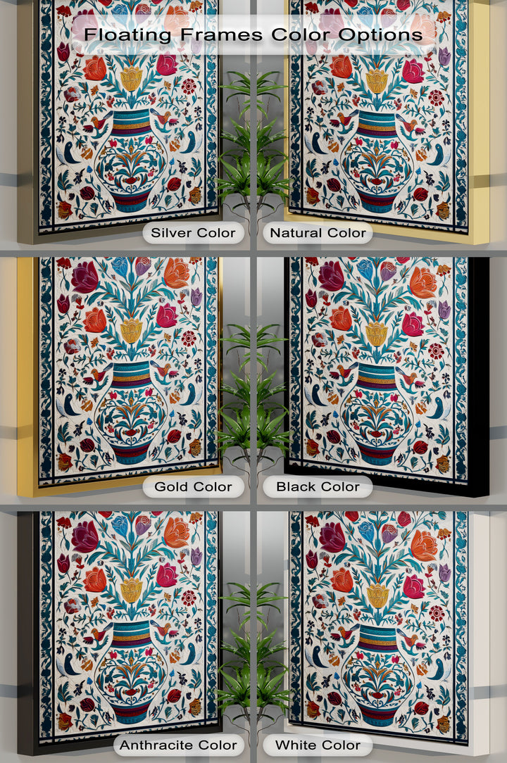 Floral Harmony & Songbirds – Persian Canvas Print