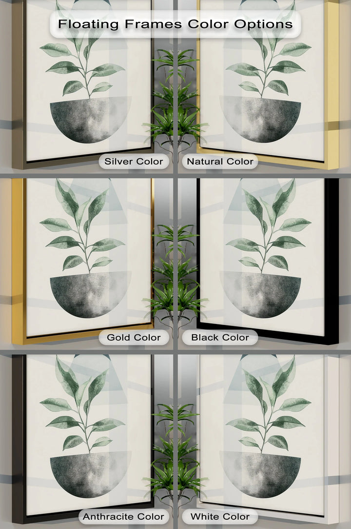 Modern Harmony – Geometric Plant Abstract Canvas Print - MyPhotoStation