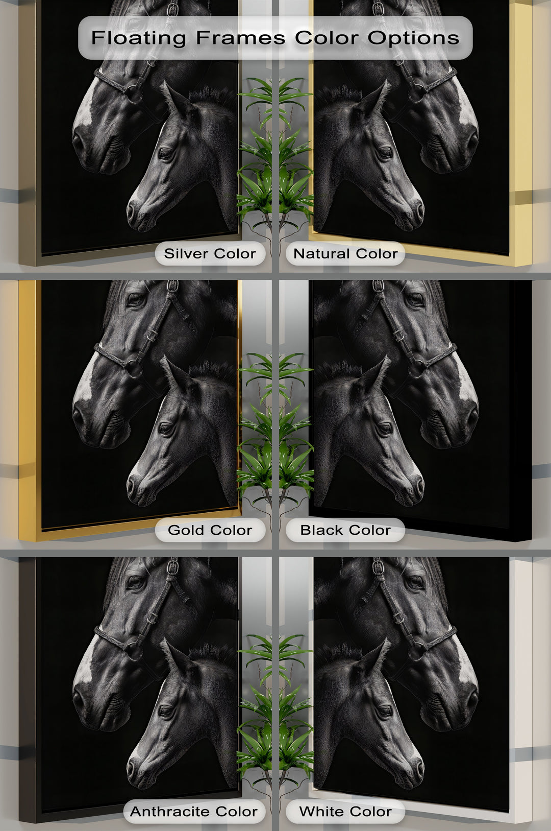 Eternal Bond – Mother and Foal on Black Canvas Print