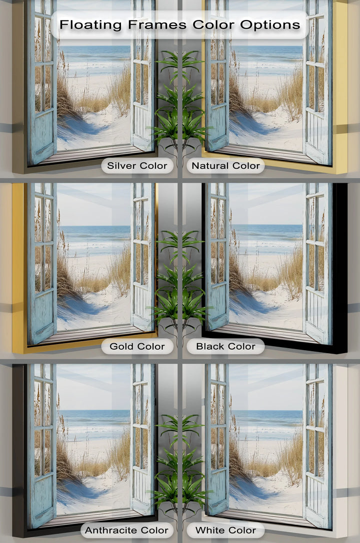 Ocean Breeze View – Open Window Beach Scene Kitchen Canvas Print - MyPhotoStation