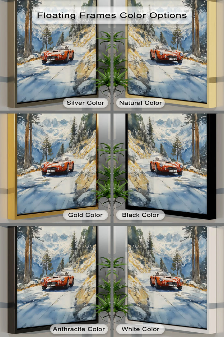 Crimson Speed – Classic Red Sports Car in Mountain Pass Canvas Print - MyPhotoStation