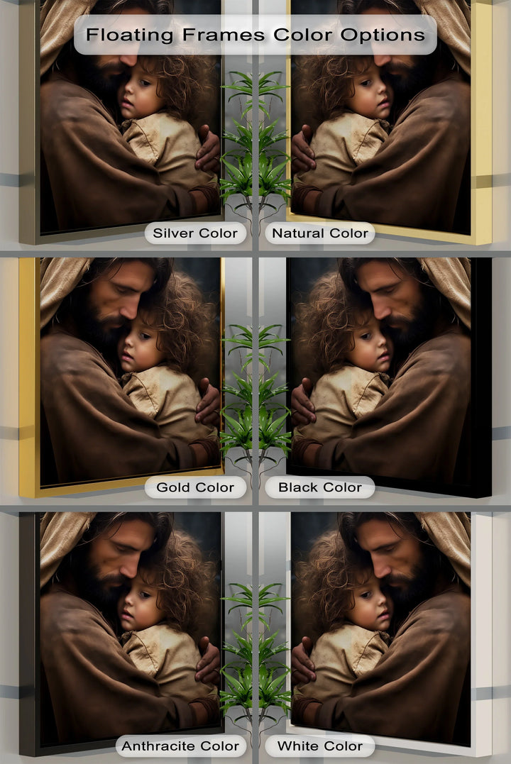 Divine Embrace – Jesus Holding a Child Canvas Print - MyPhotoStation