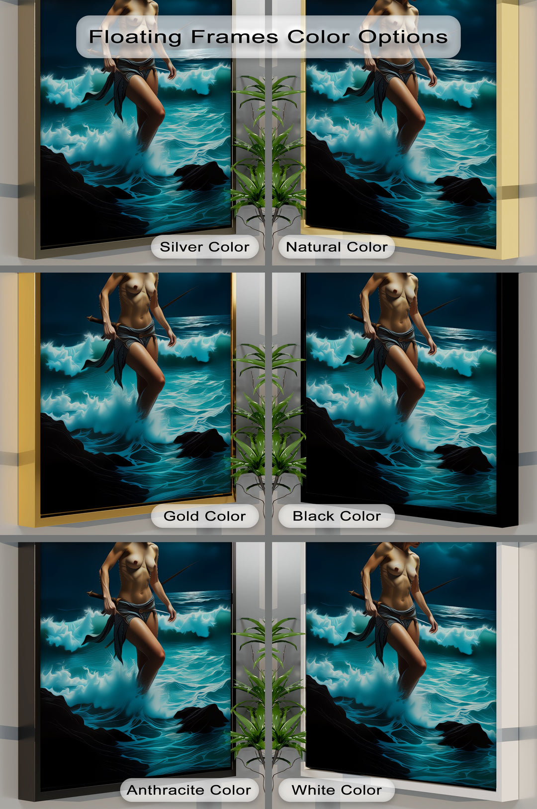 Moon Warrior – Mythic Nude Canvas Wall Art | Framed Wall Art