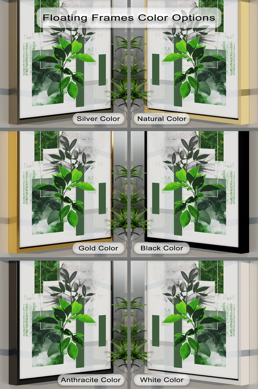 Geometric Botanical Contrast – Modern Leaf Collage Canvas Print - MyPhotoStation