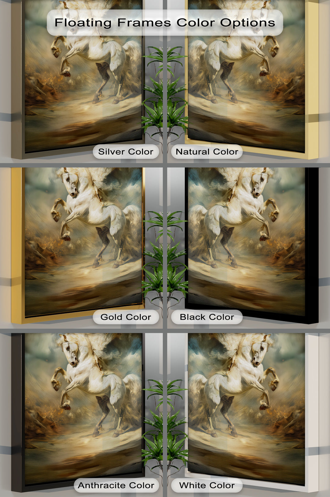 Eclipsed Thunder – Majestic Rearing White Horse Canvas Print