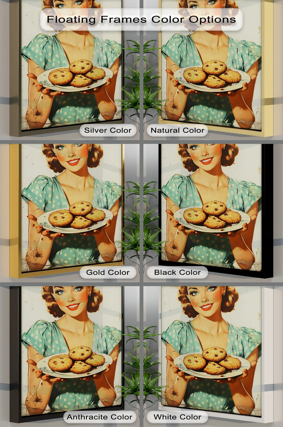 Sweet Smile – Retro Cookie Lady Kitchen Canvas Print - MyPhotoStation