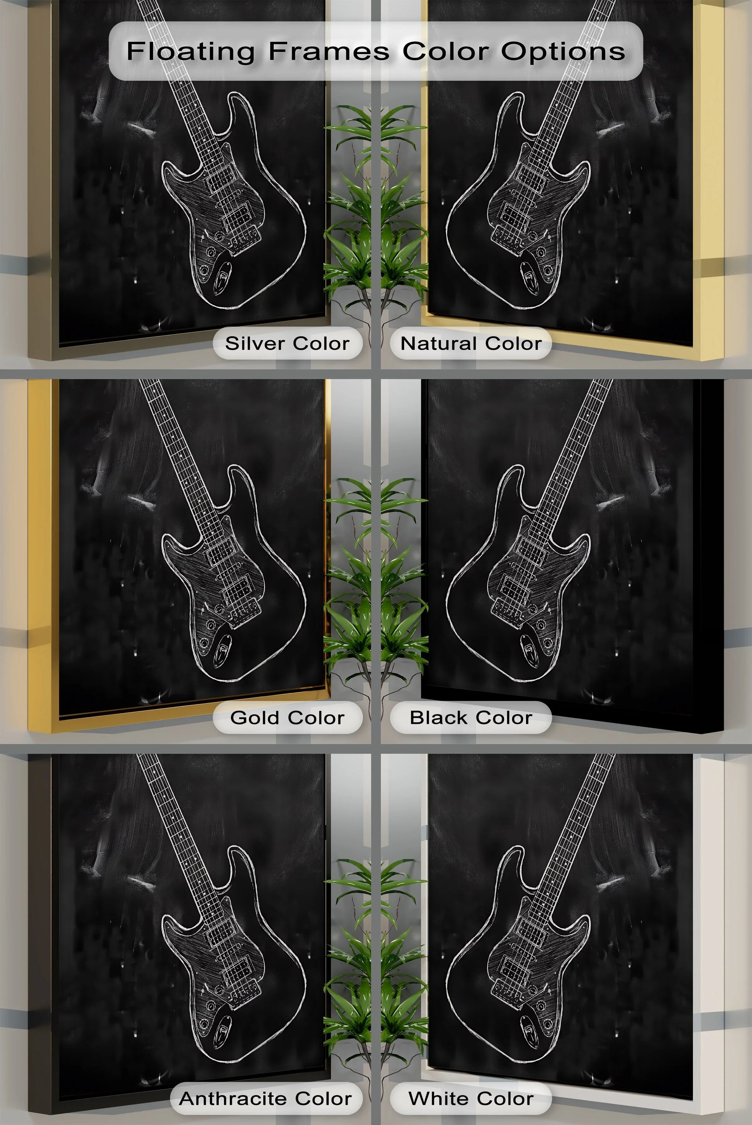 Electric Guitar Chalk Sketch – Rock-Inspired Canvas Wall Art