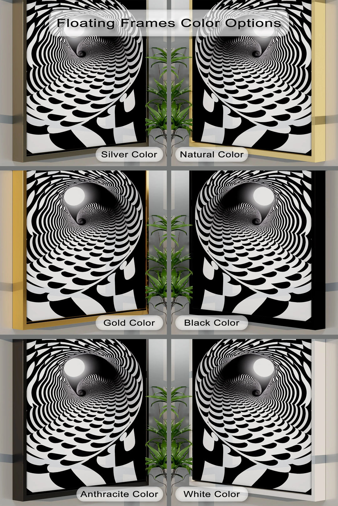 Hypnotic Spiral Tunnel – Black & White Canvas Print - MyPhotoStation