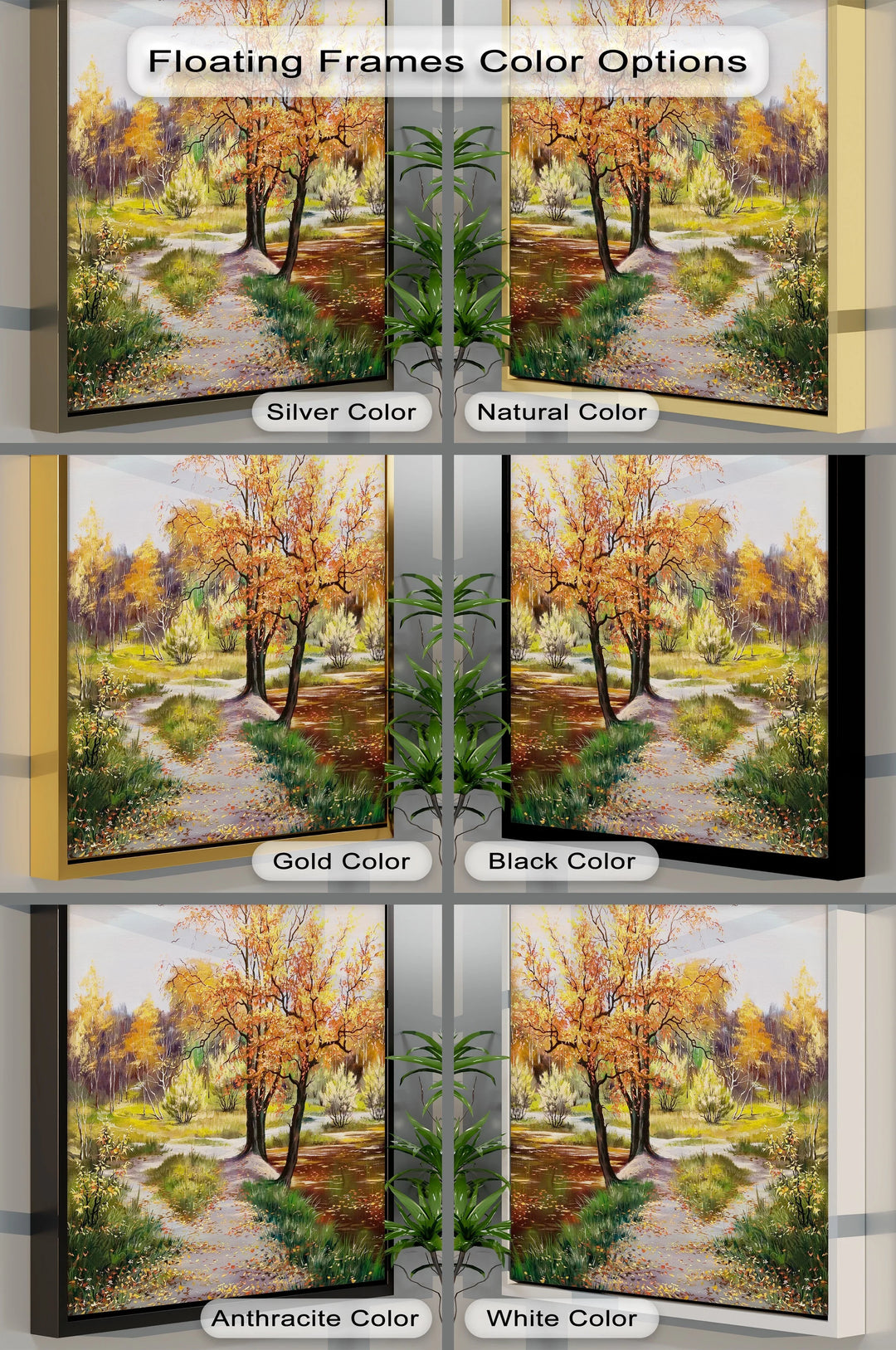 Golden Path in Autumn – Fall Forest Trail Landscape Canvas Print