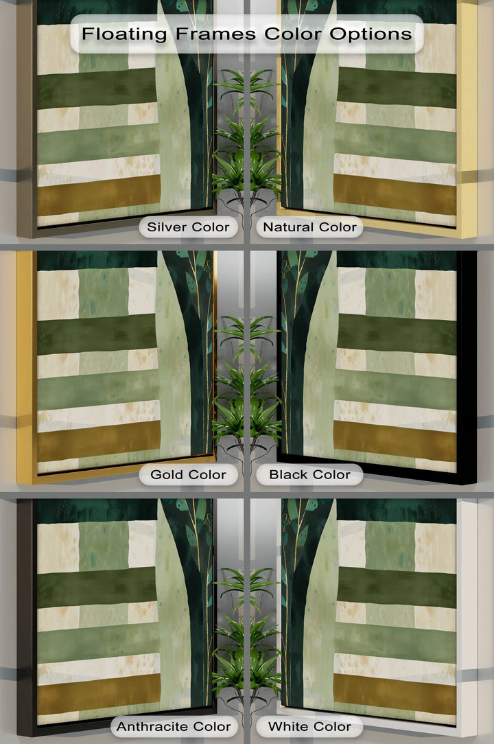 Verdant Tapestry – Botanical Stripe Abstract Canvas Print - MyPhotoStation