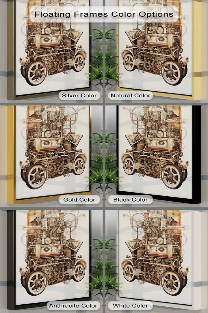 Industrial Blueprint Engine Study – Car Canvas Print - MyPhotoStation