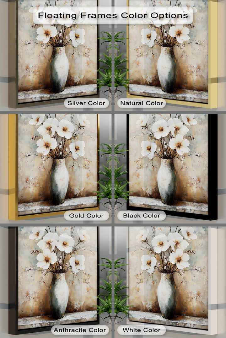 Neutral Flower Vase Scene – modern farmhouse canvas wall art

