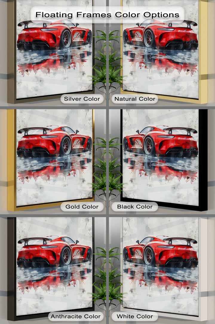 Red Hypercar Reflection on Wet Asphalt – Car Canvas Print - MyPhotoStation