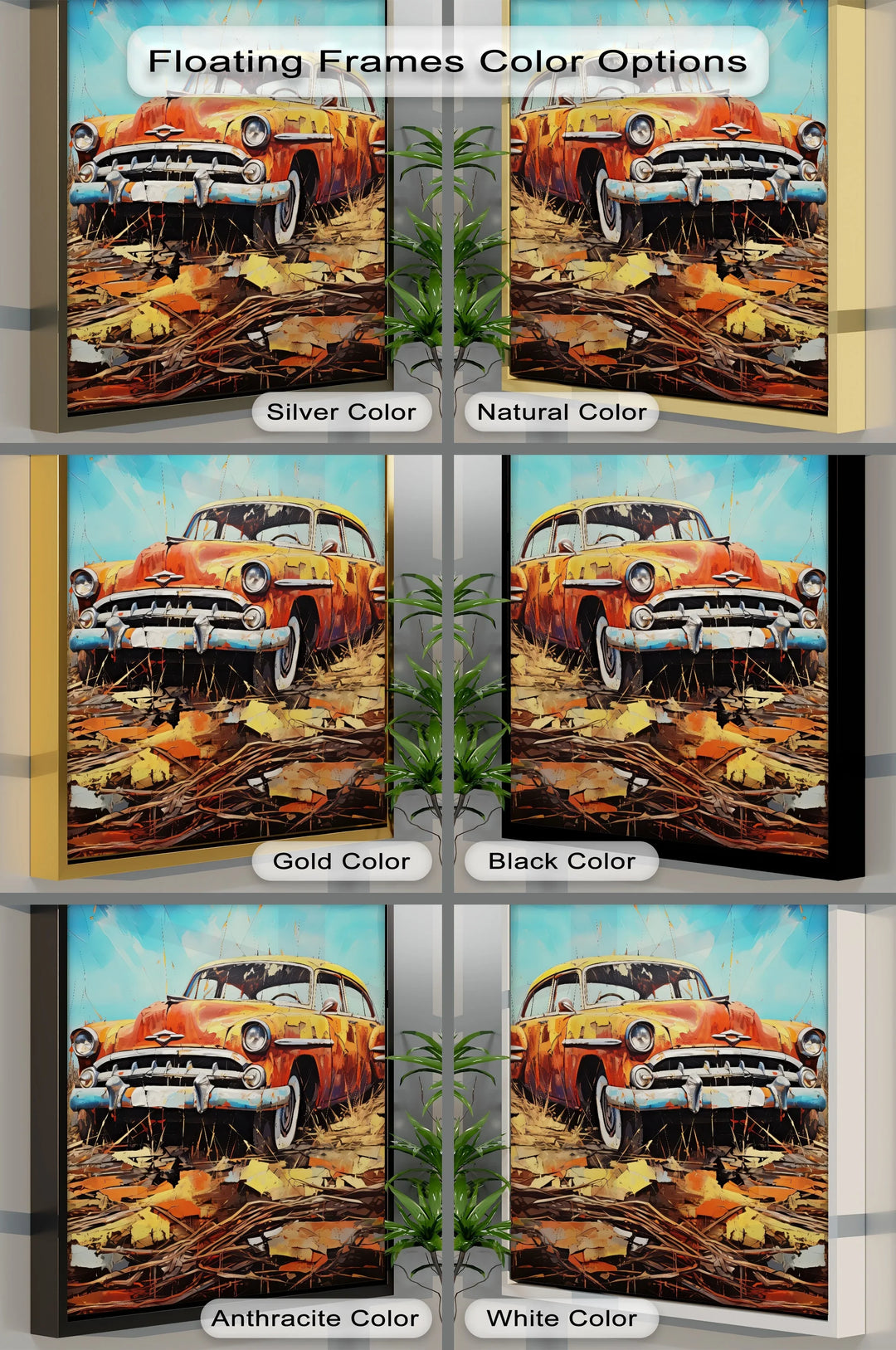 Rustic Relic – Faded Orange Classic Car in Autumn Field Canvas Print - MyPhotoStation