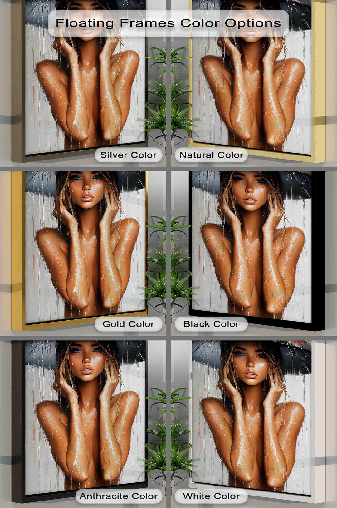 Wet Woman with Blooming Hat Canvas Wall Art | Large Canvas Art
