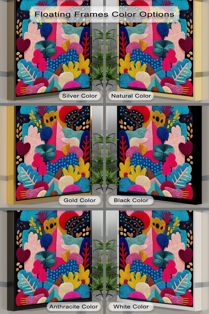 Colorful Abstract Garden Embroidery Style – Bold Canvas Print - MyPhotoStation