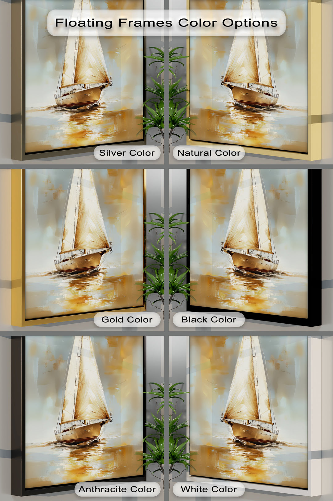 Golden Voyage – Tranquil Sailboat at Sunset Canvas Print