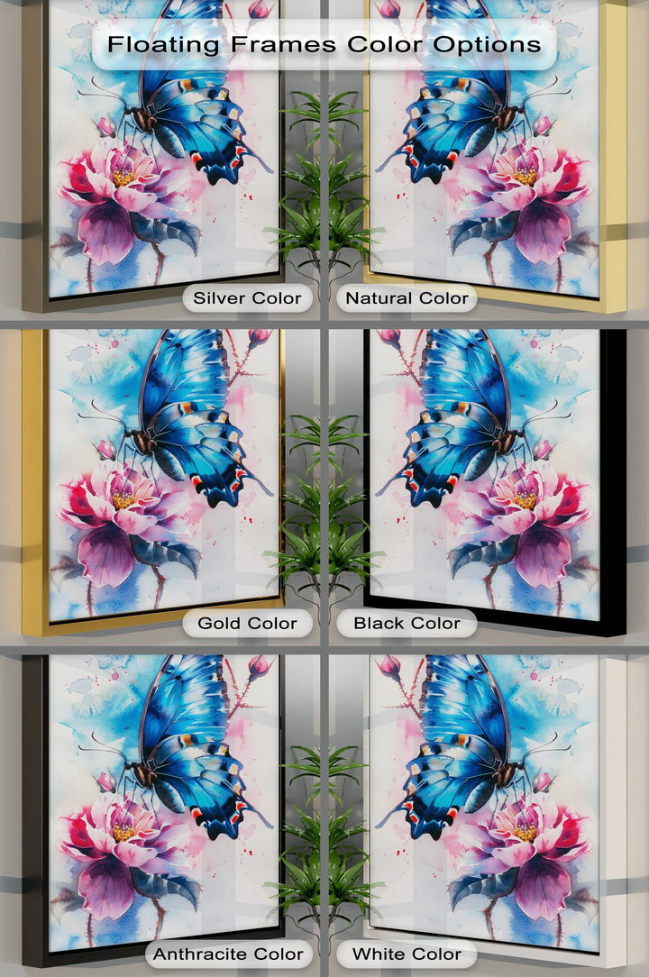 Blue Grace – Butterfly on Bloom Animal Canvas Print - MyPhotoStation