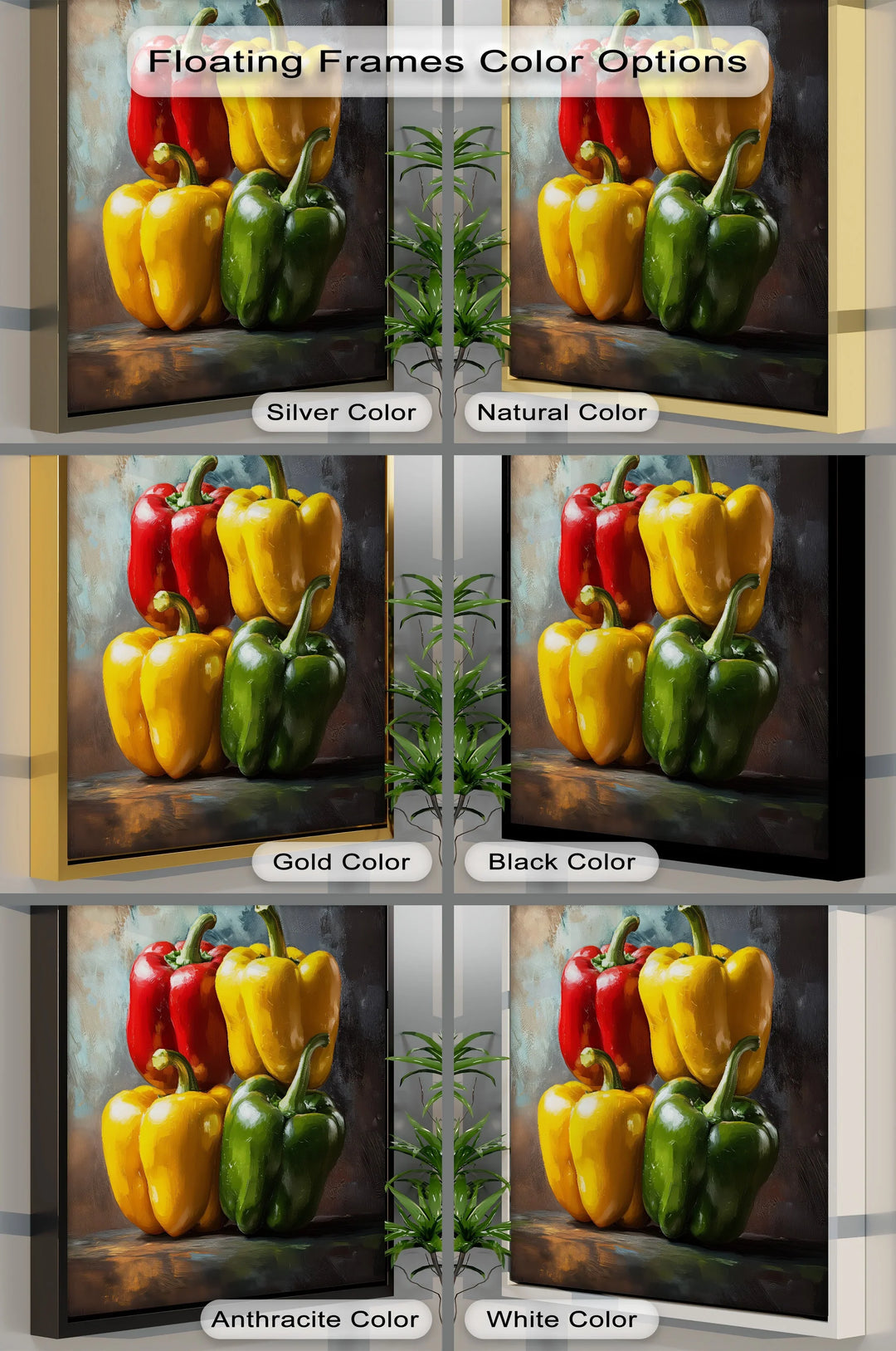 Bell Pepper Harmony – Colorful Still Life Kitchen Canvas Print - MyPhotoStation