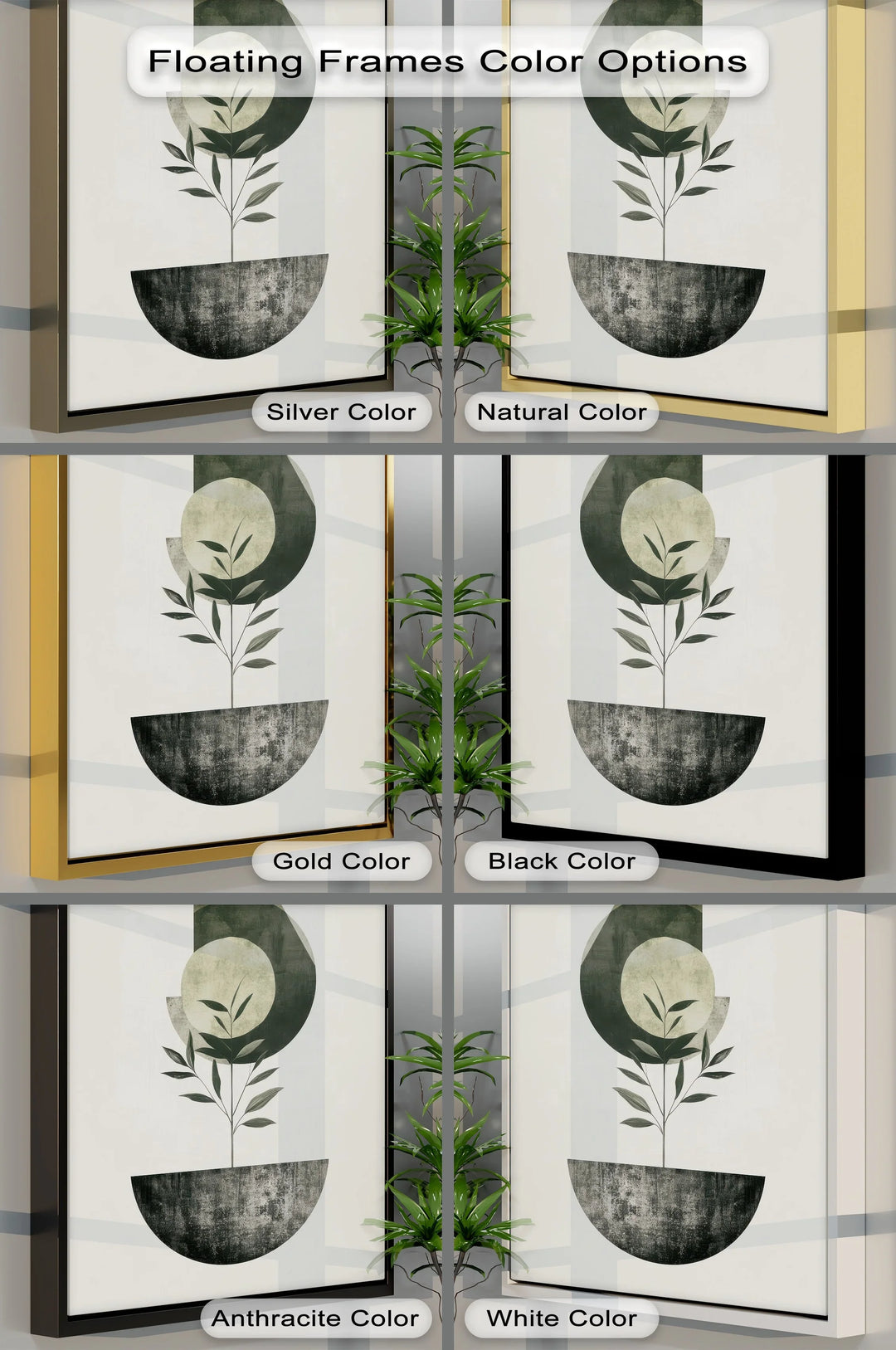 Minimalist Growth – Geometric Plant-Inspired Canvas Print - MyPhotoStation