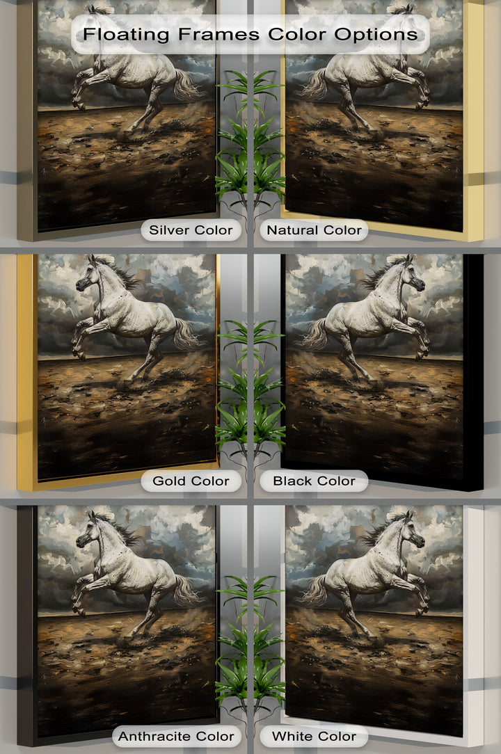 Majestic White Horse in Thunderous Landscape - Horse Canvas Print