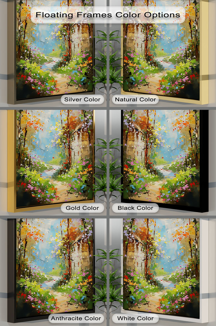 Whispers of Spring – Colorful Garden Pathway Canvas Print