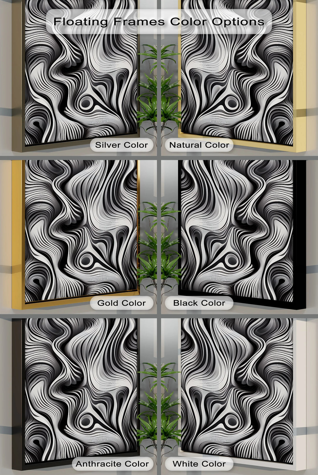 Flowing Dimensions – Abstract Waveform in Black & White Canvas Print - MyPhotoStation