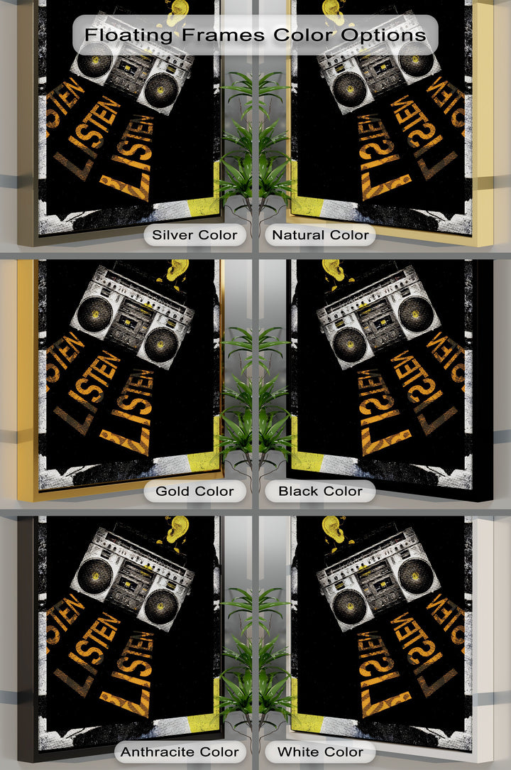 Listen Up – Retro Boombox Urban Art Canvas Print