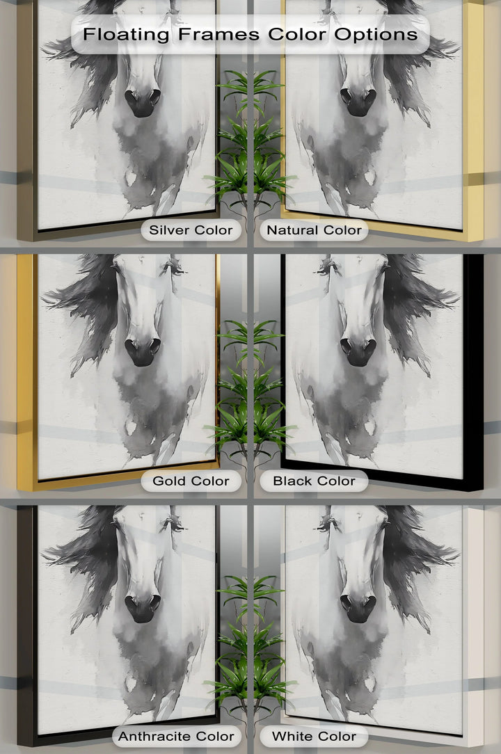 Wild Grace – Black and White Horse Canvas Print