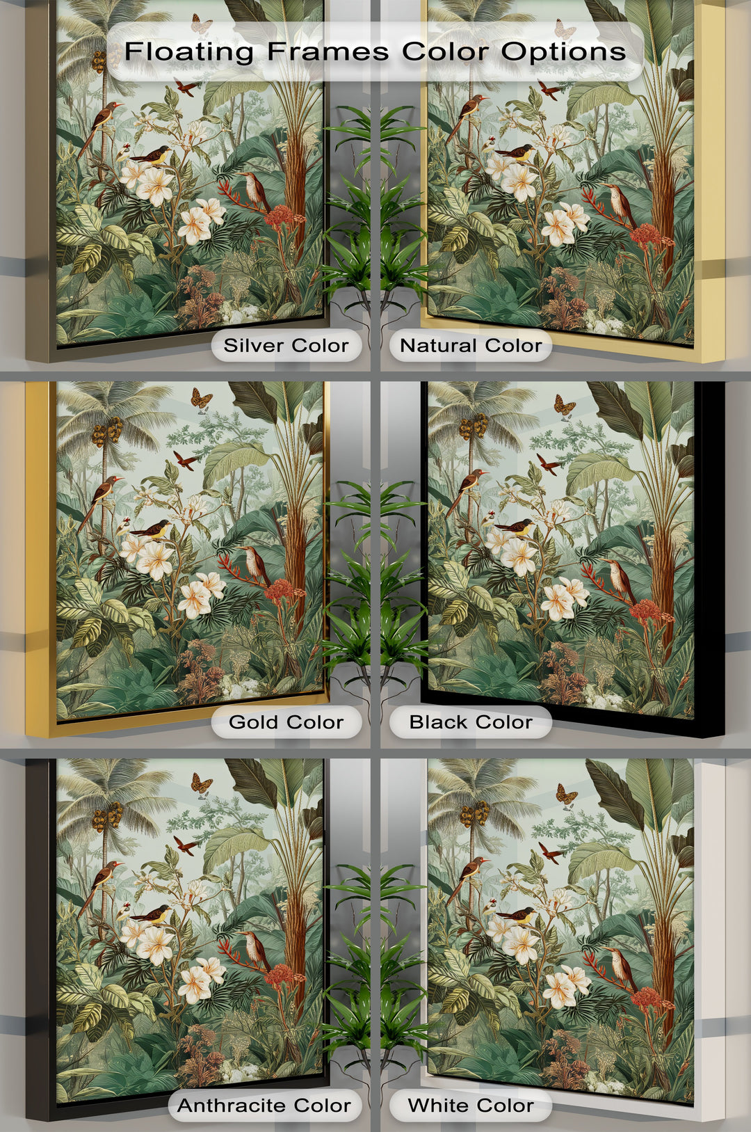 Tropical Symphony – Exotic Birds and Jungle Canvas Wall Art | Framed Art