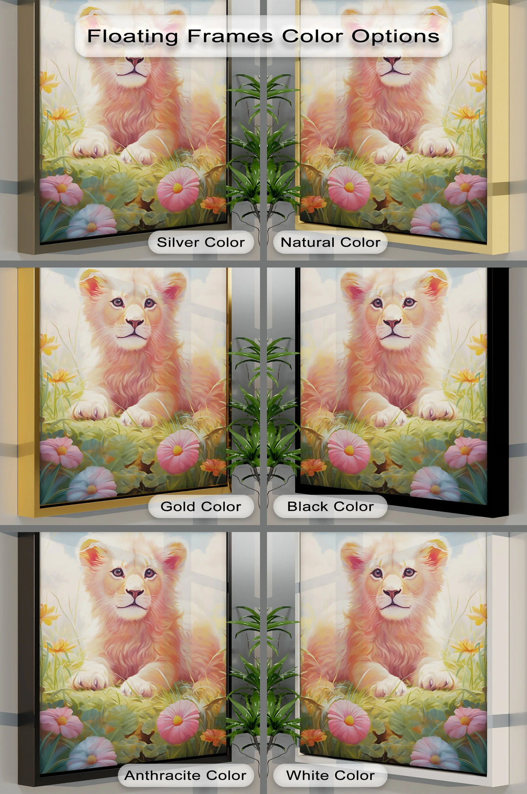 Innocent Majesty – Baby Lion Cub in Blooming Field Animal Canvas Print - MyPhotoStation