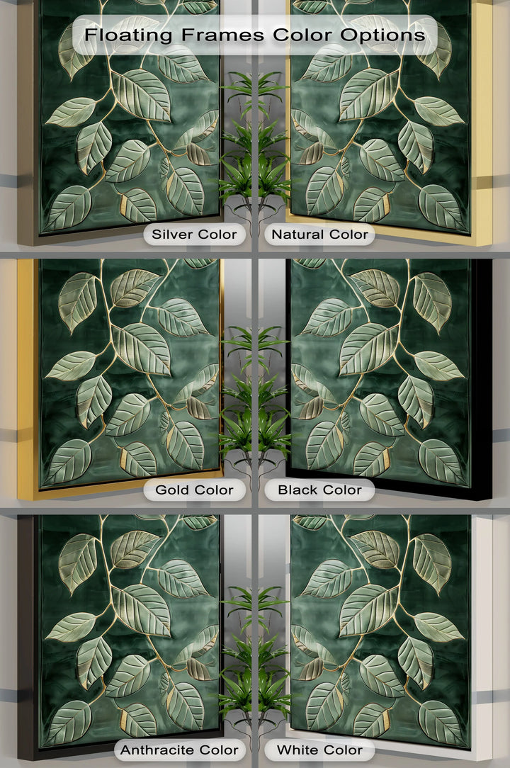 Golden Vein Harmony – Dark Green Leaf Canvas Print - MyPhotoStation