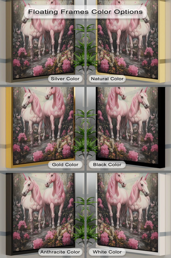 Pink Unicorns in Enchanted Forest - Animal Canvas Print - MyPhotoStation