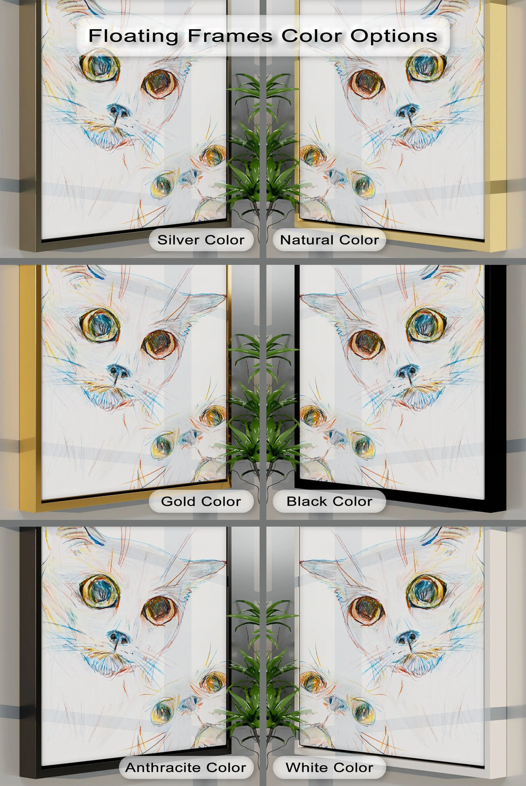Color Stare – Abstract Cat Faces in Pastel Lines Cat Canvas Print - MyPhotoStation